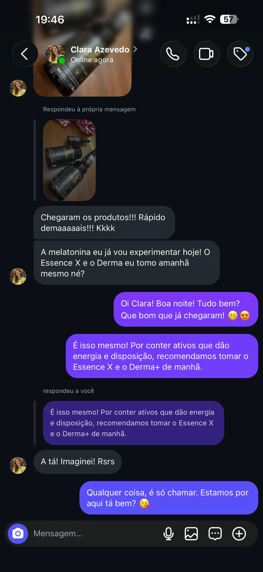 Print de depoimento de cliente 5 sobre a experiência com a Ultria Infinity
