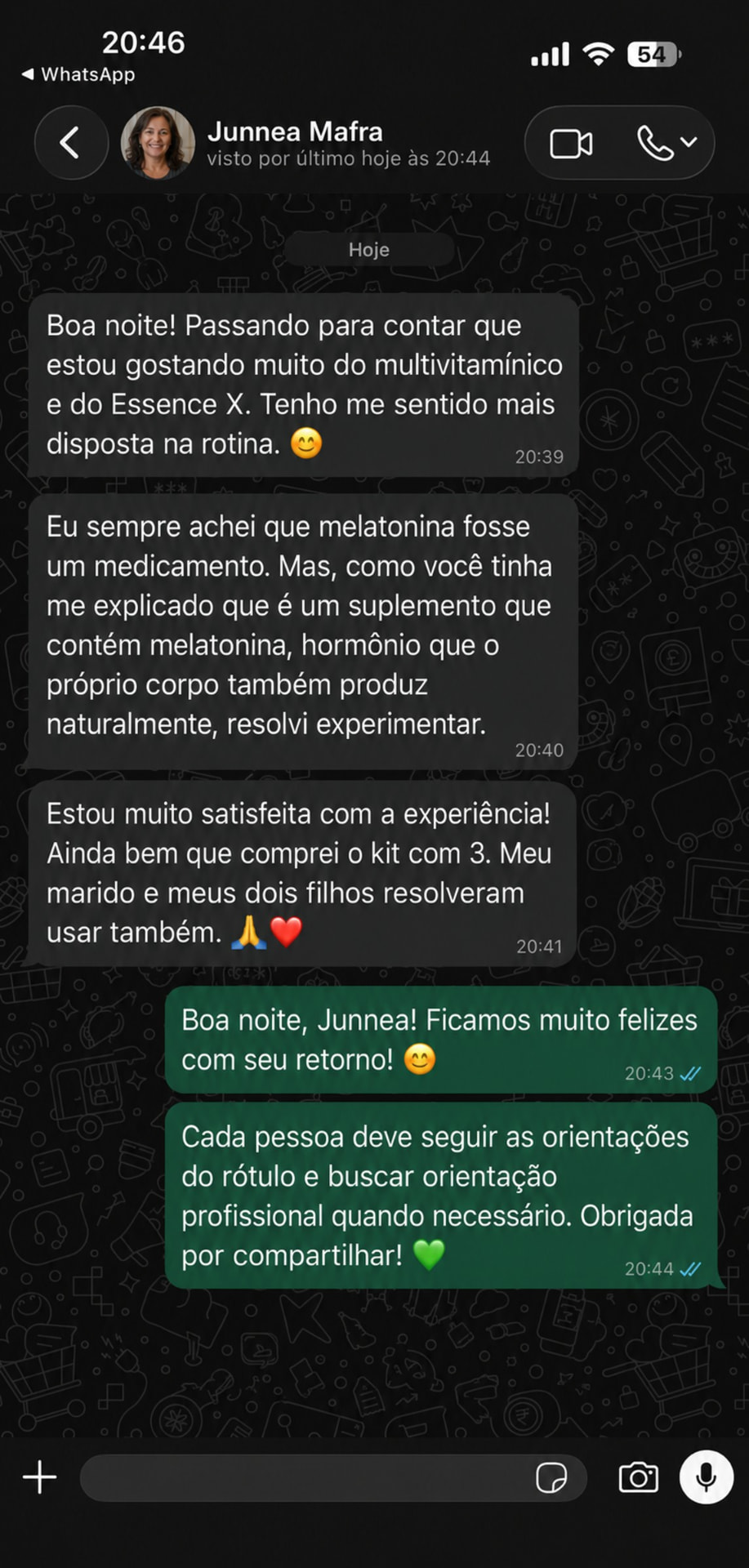 Print de depoimento de cliente 2 sobre a experiência com a Ultria Infinity