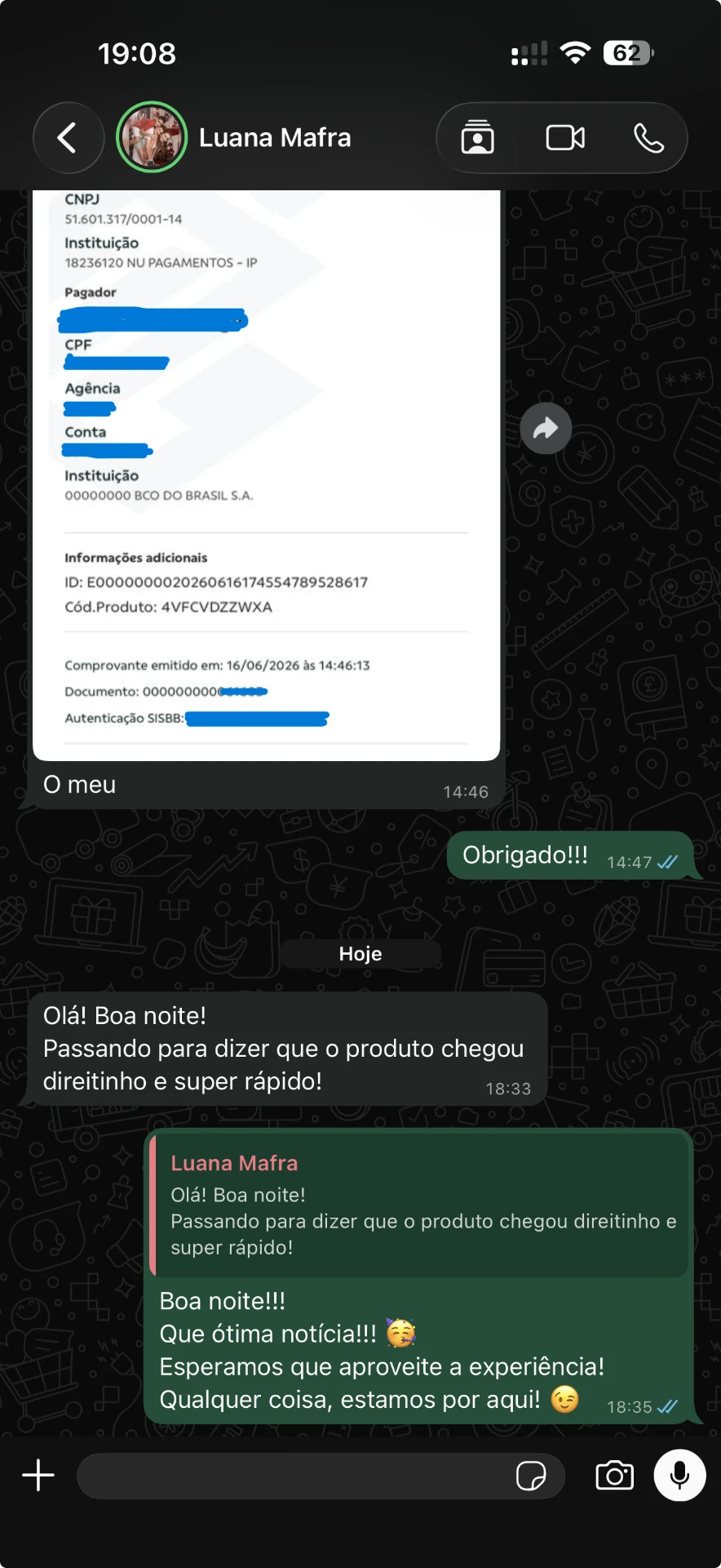 Print de depoimento de cliente 4 sobre a experiência com a Ultria Infinity
